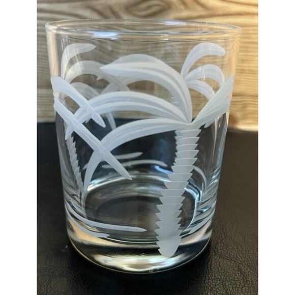 4 ROLF Elegant Glass PALM TREE Frost Deep Cut DOUBLE OLD FASHIONED Rock Tumblers - Picture 3 of 6